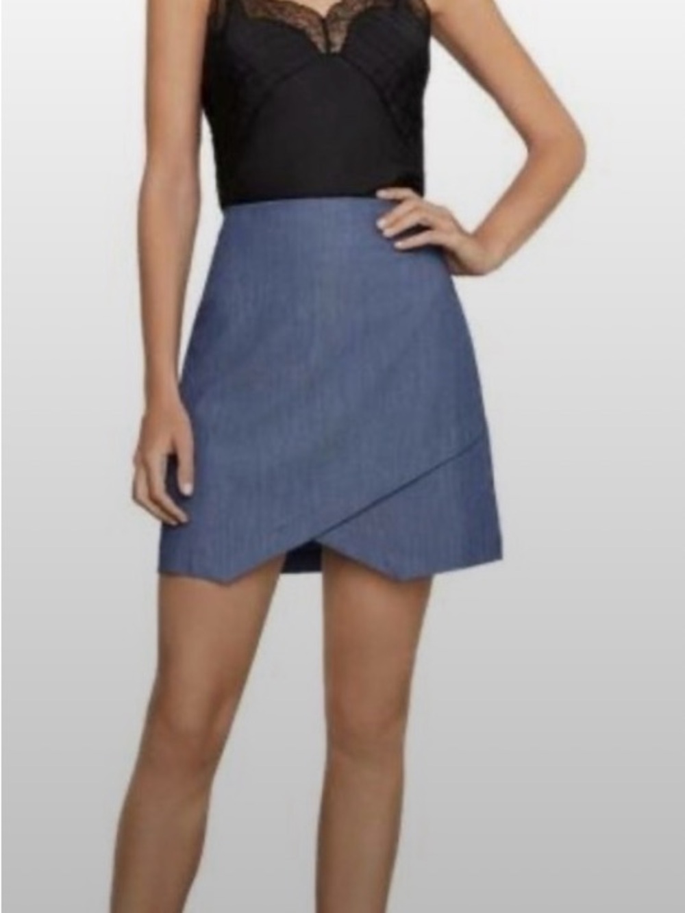 BCBGMaxAzria Blue Asymmetrical Wrap 4 Mini Skirts